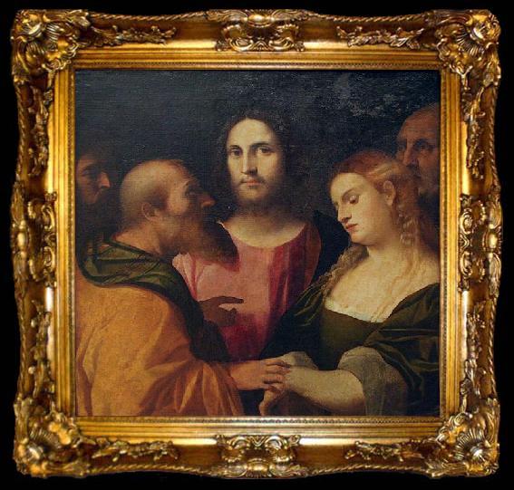 framed  Palma il Vecchio Christ and the Adulteress, ta009-2